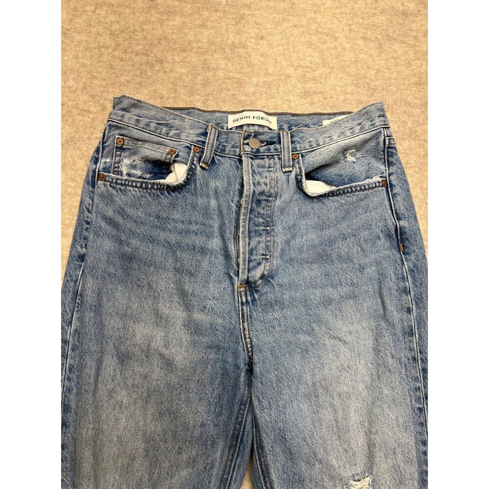 Denim Forum Joni High Rise Loose Distressed Denim Jeans Ripped Button Fly 26 - Picture 3 of 12